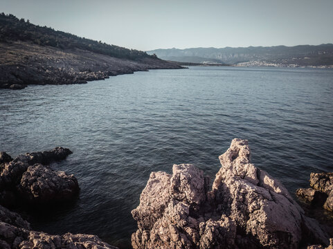 Coastal landscape at dusk, in Sveti Marak, Krk, Croatia