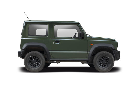 Suzuki Jimny SUV car side view isolated on white background	
