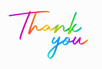 Thank you written with colorful lines on white background.
