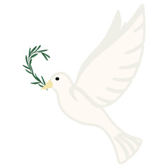 dove of peace carrying an olive branch in it's beak clip art