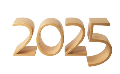 Golden Happy New Year 2025. 3d Christmas number design for poster, banner, greeting celebration