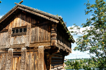 Old Swedish wooden house in Skansen park, Stockholm, Sweden, Europe