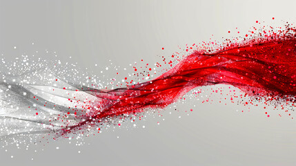 Red and white abstract background with a wave.