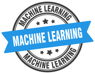 Fototapeta premium machine learning stamp. machine learning label on transparent background. round sign