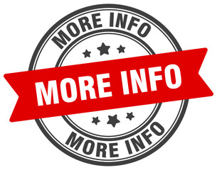 more info stamp. more info label on transparent background. round sign