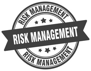 risk management stamp. risk management label on transparent background. round sign