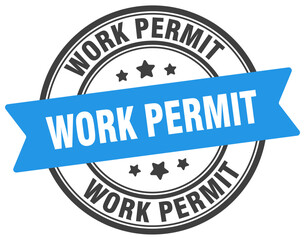 work permit stamp. work permit label on transparent background. round sign