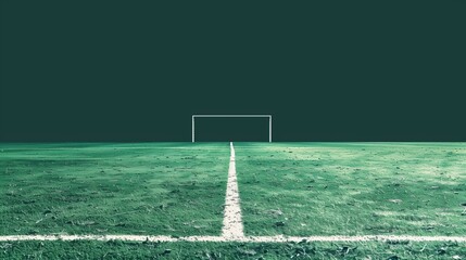 A soccer field with a white line down the middle