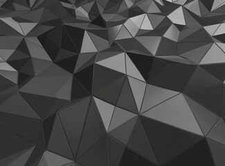 Fototapeta premium 3d illustration of black abstract crystal background triangular texture wide panoramic