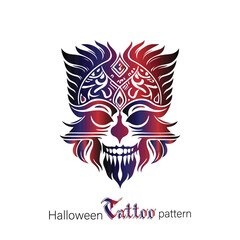 Halloween Tattoo Pattern can be used for T Shirt Printing and Gaming Logo