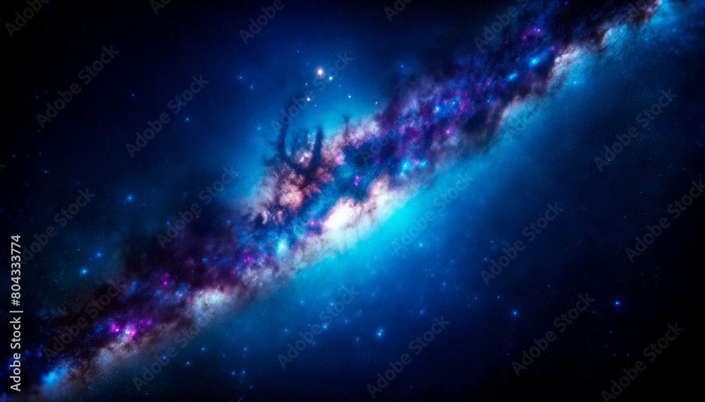Poster a vibrant portrayal of a cosmic galaxy, its rich hues on a dark space background illustrate a concep