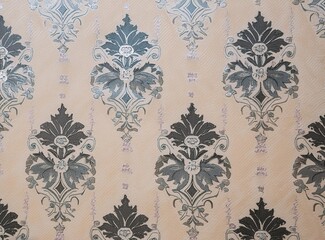 Beige background with gray and black vintage wallpaper pattern on the wall