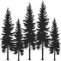 Pine trees silhouette vector