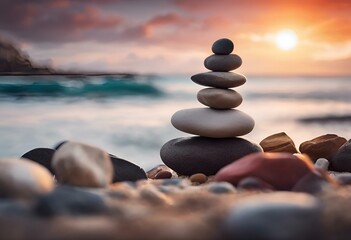 AI generated illustration of multiple rocks scattered on sandy beach