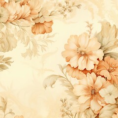 Retro-inspired watercolor setting with soft, flowing patterns in sepia and cream, ideal for antique illustrations