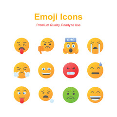 Set of emoji icons, cute expressions vector design