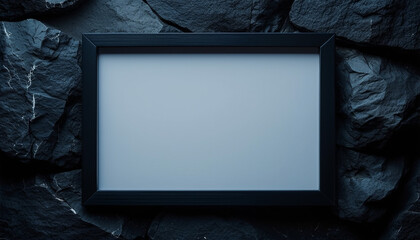 Frame on the black stone background, Blank Copy-Space at the center of image 