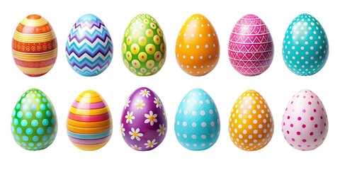 Happy easter colorful easter eggs set 