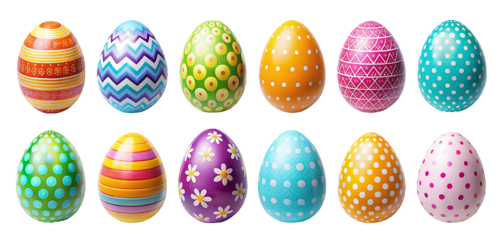 Happy easter colorful easter eggs set 