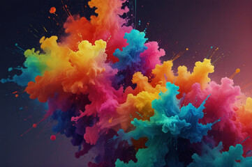 Fototapeta premium Bright colorful smoke clouds shimmering in dark space create an atmosphere of magic and fantasy