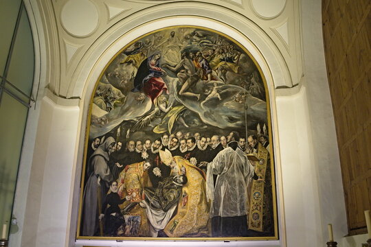 The burial of Mr. Orgaz painted by El Greco in the parish of Santo Tome, Toledo, Spain