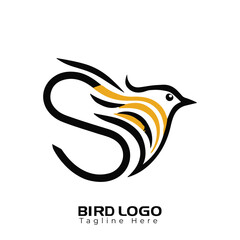 Free Vector Simple and creative bird logo design , combination of Alphabet and bird
