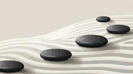 Fototapeta na wymiar Black spa stones on light sand Vector style vector