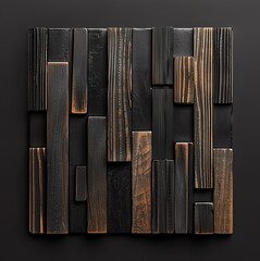 A rustic burnt wood tile with a geometric pattern on black background, screensaver, backdrop, graphic illustration