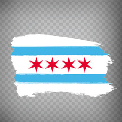 Flag of Chicago is city from brush strokes. State of Illinois USA. Flag  city Chicago  on transparent background for your web site design, app, UI. EPS10.