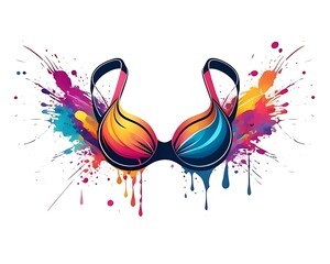 Abstract lifestyle banner design with bra and colorful splashing shapes