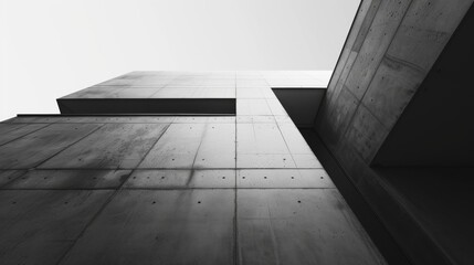 Obraz premium Minimalist Abstract Architecture Desktop Wallpaper: Clean Lines, Geometric Shapes, and Monochromatic Palette