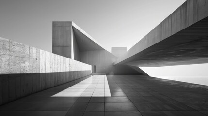 Fototapeta premium Minimalist Abstract Architecture Desktop Wallpaper: Clean Lines, Geometric Shapes, and Monochromatic Palette