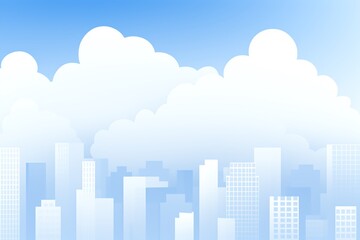 Naklejka premium Blue sky and white clouds over a large city