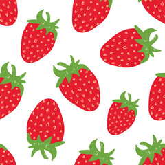 Seamless berry background.Vector pattern of hand drawn strawberries.