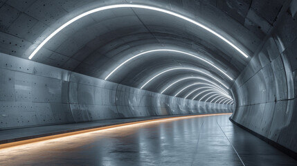Modern minimalist mockup scene in an empty underground tunnel.