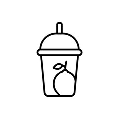 Lemon juice outline icons, minimalist vector illustration ,simple transparent graphic element .Isolated on white background