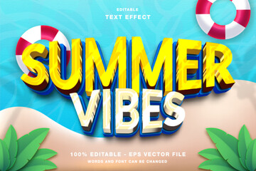 Summer Vibes 3d text style effect template editable
