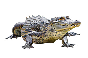 Obraz premium Detailed Crocodile with Open Mouth on transpart