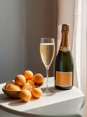 Champagne served on the dining table