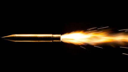 Fototapeta premium Missile rocket launching with fiery trail in isolated white background for enhanced search relevance