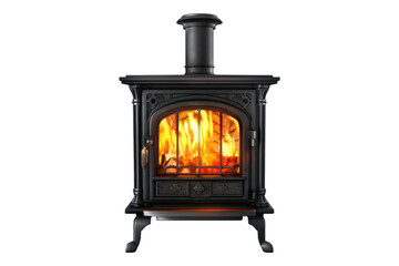 Modern fire stove radiating heat Isolated on transparent background