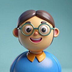 Happy Character Illustration with Glasses. Generative AI
