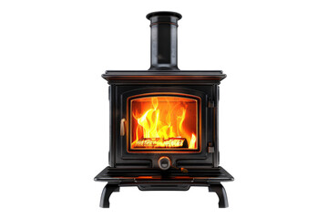 Modern fire stove radiating heat Isolated on transparent background