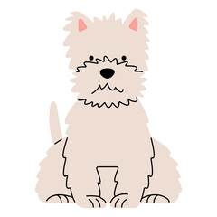 West Highland White Terrier cute on a white background, vector illustration.