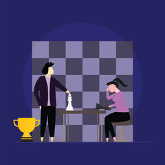 Leading strategy of successful business competition, check and mate concept, Challenge and strategy to win business competition, tactic, skill and leadership to win rivalry battle, plan to knock out c
