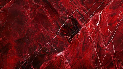 Bold Red Marble with Rich Vein Patterns