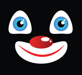 Face Expression of a Funny Joyful Smiling Clown in Black. Circus and entertainment concept vector