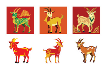 chinese goat vector illustration