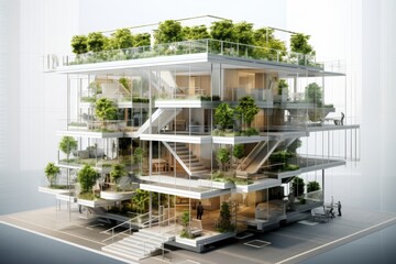 Innovative Modular Vertical Farm Building with Multiple Greenhouse Levels for Sustainable Urban Agriculture