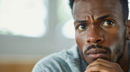 A shot of a man sitting alone deep in thought during a reflective exercise at an emotional intelligence workshop.